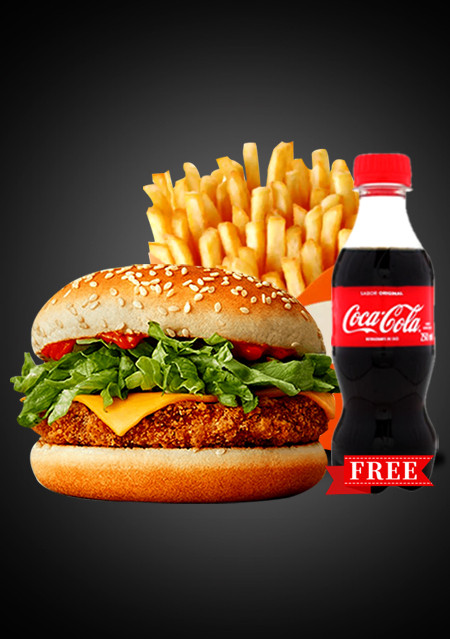 Veg Burger with french fries + free coke
