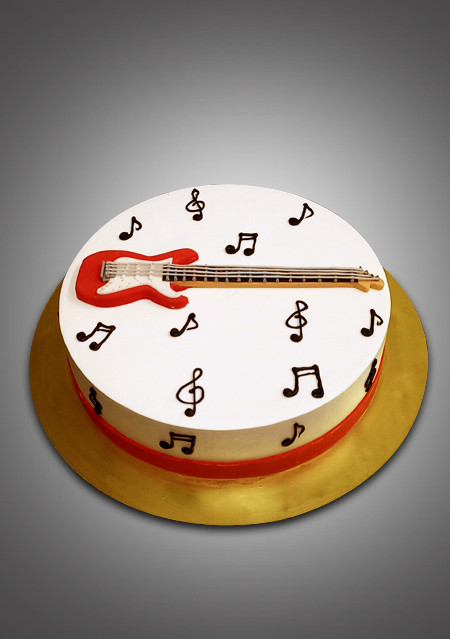 Guitar music theme cake